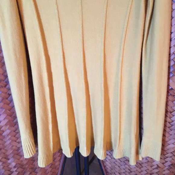 Honey Yellow Cowl Neck Pleated Sweater Dress - Picture 6 of 12
